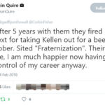 From Quin of Corbin Fisher “Yeah after 5 years with them they fired me over text for taking Kellen out for a beer back in October.”